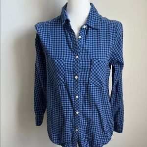 Aerie Blue Checkered Button-Up Shirt